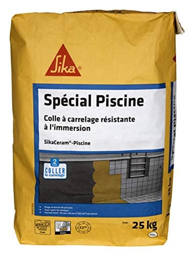 SIKA - Colle à carrelage extérieur spéciale piscine (classe C2-ET) - SikaCeram Piscine Blanc - Résistante à l'immersion - Facilité de pose murale - 25kg