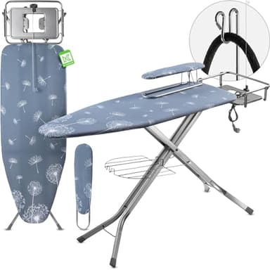 KADAX Table à Repasser pour Centrale Vapeur, Planche à Repasser avec Prise de Courant et Hauteur Réglable pour Un Repassage Facile (130 x 48 cm, Bleu Foncé)