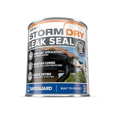 Stormdry Mastic d'Étanchéité 500ml – Caoutchouc Liquide Noir – Anti-Fuites Toiture & Gouttière – Auto-Nivelant – Brique, Béton, Métal, Feutre Bitumé