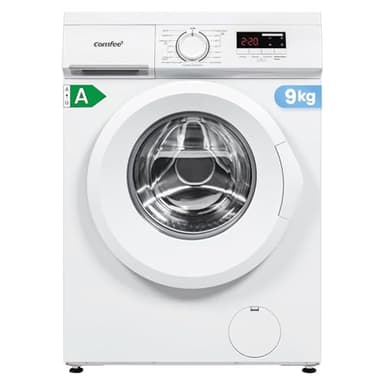 COMFEE' CFE12EW90-W Lave-linge frontal 9KG, Classe énergétique A, Moteur BLDC 1400 tr-min, 15 Programmes, Prélavage, Blanc [Classe énergétique A]