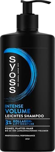 Syoss Shampooing Volume (440 ml) pour cheveux fins & plats, shampooing sans silicone jusqu'à 48h de volume sans alourdissement, formule végétalienne au riz violet