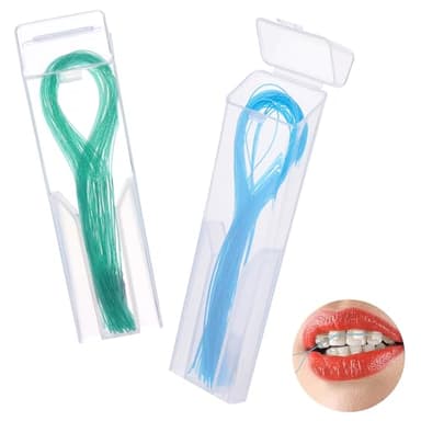 Amabro Lot de 100 enfile-fils dentaires pour nettoyage en profondeur, pour appareils dentaires, ponts, implants, soins bucco-dentaires (vert)