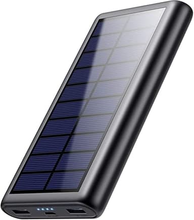 QTshine Batterie Externe Solaire 26800mAh, USB C Chargeur Solaire Power Bank Portable Charge Rapide avec 3 Ports, 4 Power Indicator Light pour Smartphone, Tablette, Camping et Plus (A-Noir)
