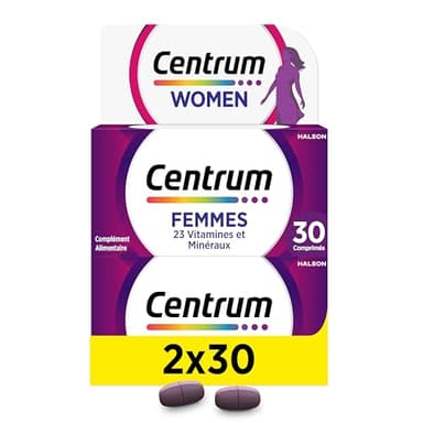 Centrum Women multivitamines femme, 13 Vitamines et 10 Minéraux, Compléments Alimentaires pour Femmes, Lot de 2x30 Comprimés
