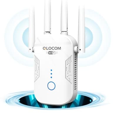 QLOCOM 2026 Nouveau Répéteur WiFi Puissant 1200Mbps, Amplificateur WiFi sans Fil Puissant 5GHz & 2.4GHz avec WPS Fonction, WiFi Booster Compatible avec Toutes Les Box