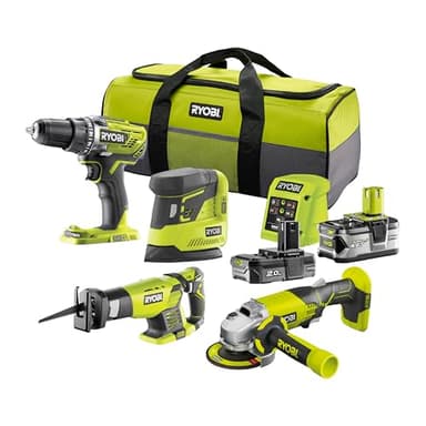 RYOBI - Pack ONE+ 18V 4 outils : Perceuse-visseuse R18DD3-0 Couple max : 50 Nm, Vitesse à vide : - V1 : 500 tr/min - V2 : 1800 tr/min