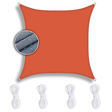 ZQXFZ Voile d Ombrage Carré 4x4m Orange， Toile d'Ombrage Tissu Imperméable Bloque 90% des UV Indéchirable， Toile d'Ombrage pour Jardin Terrasse Camping