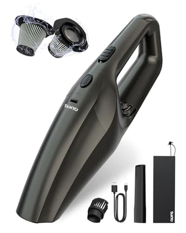 TANYO Aspirateur à Main, 12000Pa Aspirateur Voiture Puissant sans Fil Equipé d'un Moteur amélioré, Mini Aspirateur de Table vec Filtre Lavable HEPA pour Canapé Maison Voiture Bureau Tableau