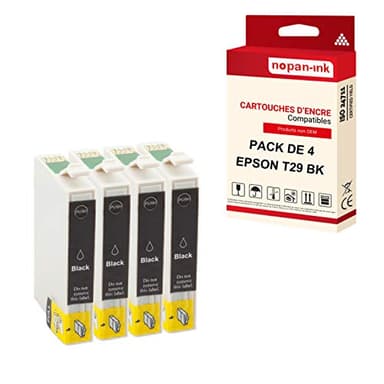 NOPAN-INK - x4 Cartouches Compatible pour Epson T2991 XL T2991XL Noir (Fraise) Epson Expression Home XP-235 XP-240 Series XP-245 XP-247 XP-250 S