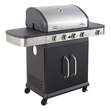 Cook’in Garden - Barbecue Gaz Fidgi 4, 4 Brûleurs Inox, Grill et Plancha, Couvercle avec Thermomètre, Structure Métal, Cuve Acier, Allumage Piezo, Idéal Terrasse Extérieur Jardin