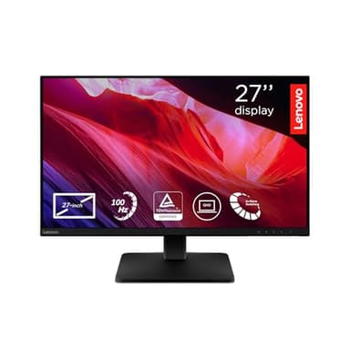 Lenovo L27qe - 27'' QHD Display (IPS, 100 Hz, 4 ms, HDMI+DP, HDMI Cable) - Black