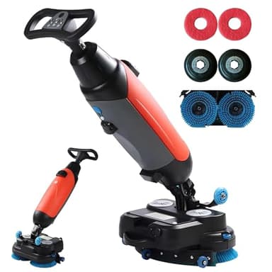 LADECNERHT Laveuse De Sol Professionnelle, Largeur De Nettoyage De 43 Cm, Capacité De Nettoyage De 12 000 Pi²/H, 240 Nettoyage en Profondeur RPM, Double Brosse, Autolaveuse électrique