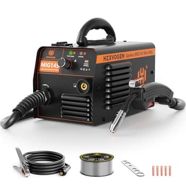 Poste A Souder MIG, 145A Poste à souder à fil fourré Sans Gaz Livré avec un fil fourré de 0,8 mm, IGBT Inverter Portable Mini Poste à Souder