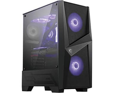 MAG FORGE 100M Boitier PC Gaming Moyen Tour Noir, 2x Ventilateurs 120mm RGB PWM, 1x Ventilateur 120mm, Hub RGB 1-6 , Panneau Latéral en Verre Trempé, ATX, mATX, mini-ITX