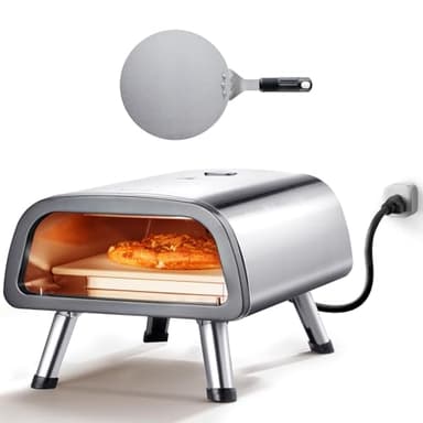 VEVOR Four à Pizza de Comptoir, Four Électrique Capacité 12 po, en Acier Inoxydable, avec Pierre à Pizza et Spatule, Chauffe jusqu'à 454 ℃, pour Restaurant, Maison, Camping, Intérieur et Extérieur