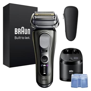 Braun Rasoir Electrique Homme Series 9+ PRO 9665CCE Graphite, Etanche, Lames De Précision Ultra-Fines Et Tondeuse Pro Trimmer Pour Bien Raser La Barbe, Coffret Rasage Avec Station De Nettoyage