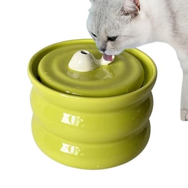 Fontaine a Eau Chat Céramique, Fontaine à Eau pour Chat Ultra Silencieuse, Fontaine À Eau pour Compagnie avec Système de Filtration en 3 étapes, Distributeur Eau Chat Automatique