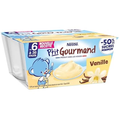 Nestlé Bébé - P'tit Gourmand Saveur Vanille - Laitage dès 6 mois - 4 x 100g