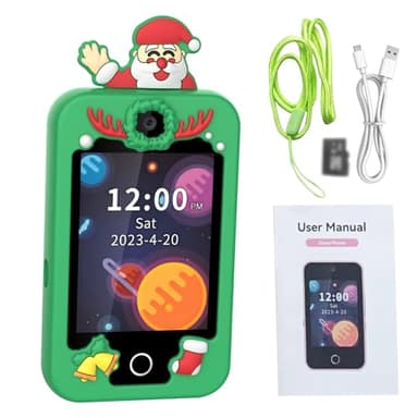Tomvorks Téléphone Intelligent pour Enfants, Appareil d'apprentissage à écran Tactile avec Double Caméra, Mémoire de 8 Go et Contrôle Parental, équipé D'outils Pratiques, Idéal pour Les 3 (Le père