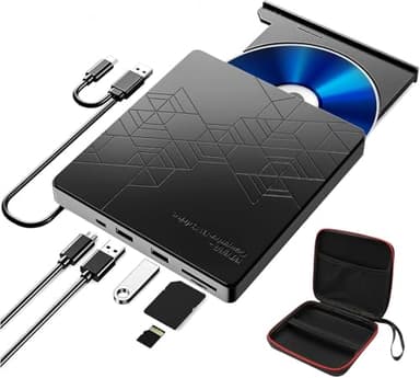 RUIZHI Bluray Lecteur Externe CD DVD Lecteurs Blu-Ray Externe Lecteur Bluray pour Ordinateur Portable Windows 11/10/7 Mac MacBook (Black)