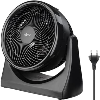 goobay 59516 Ventilateur de sol puissant Ø 23 cm/oscillation pivotante / 30 W avec 3 niveaux de puissance/vitesse de l'air 5 m/s, Noir