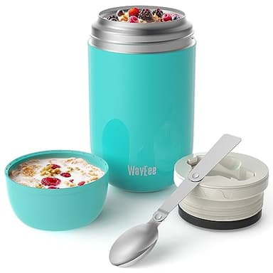 WayEee Boîtes alimentaires isothermes,Boite Isotherme Repas Chaud Porte-Aliments en Acier Inoxydable à Double Couche Pour Ecole Bureau/710ml Bleue