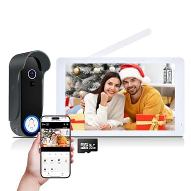 ACEBELL WiFi 1080P Visiophone sans Fil, Interphone Vidéo sans Fil avec Écran Tactile 8'', Sonnette avec Caméra, Vision Nocturne, Détection de Mouvement, Contrôle de l'application