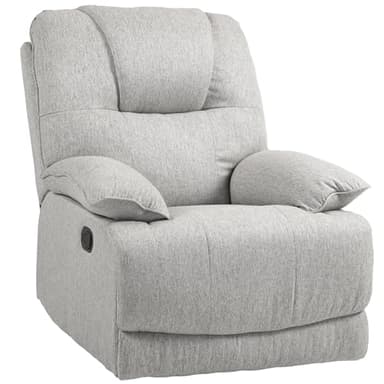 HOMCOM Fauteuil de Relaxation Fauteuil Relax de Salon inclinable manuellement 145° avec Repose-Pied en Tissu Aspect Lin Design Moderne Gris Clair