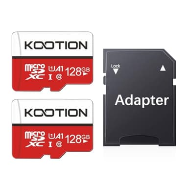 KOOTION Carte Micro SD 128 Go Lot de 2 UHS-I Vitesse jusqu'à 100 m/s,TF Micro SDXC, T-Flash Classe 10, U, A1 pour Drone/Dash Cam/Camera/Phone/Nintendo-Switch/PC/Tablet(128 Go*2, U1)