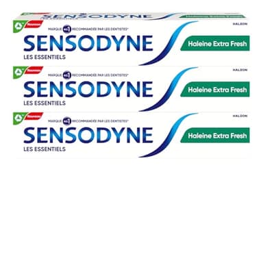 SENSODYNE - Dentifrice Haleine Extra Fresh - Cliniquement Prouvé pour Soulager la Sensibilité Dentaire - Sensation de Fraîcheur Durable - Lot 3 x 75 ml
