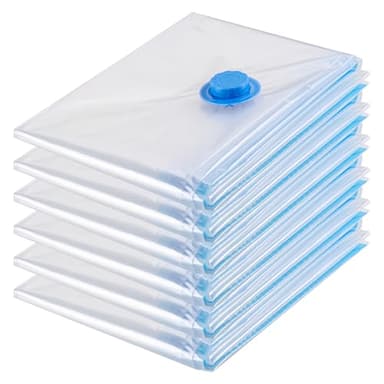 TranRantic 6 Pièces Sac de Rangement Sous Vide, 100X130cm Sachet Sous Vide Vetement, Sac Aspirant Réutilisables avec Pompe à main, Compression Housse Aspirable Rangement pour Couettes et Vêtements