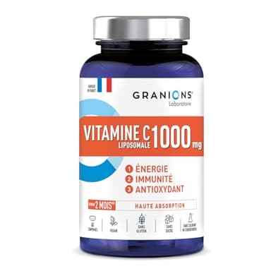 GRANIONS Vitamine C Liposomale 1000 mg Contribue au fonctionnement normal du système immunitaire et à réduire la fatigue Haute Absorption Fabriqué en France 60 comprimés