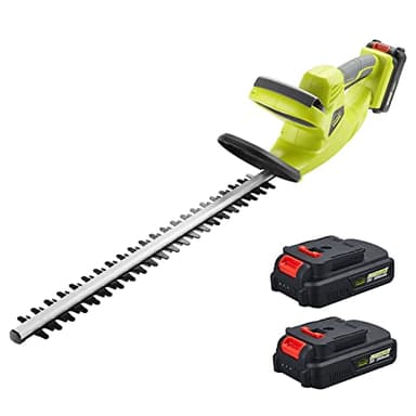 DEWINNER Taille-Haies sans Fil 20V, avec 2X Batterie 2.0Ah et Chargeur, Double Interrupteur et Double Poignée Ergonomique, 65CM Lame Asymétrique