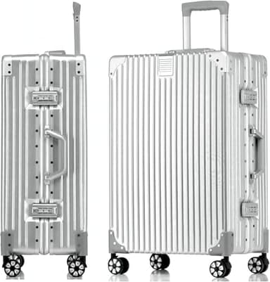 yuweijie Valise Cabine · 4 Roues · Serrure TSA · Poignée Télescopique Réglable · Valise Cadre en Aluminium avec Coque en PC · S-55cm · 35L · Argentée