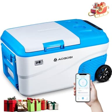 AAOBOSI Glaciere a Compression 23L, Glaciere Electrique Voiture with Multi-Function Storage,-20°C to 20°C 12V/24V 100-240V AC Glacières Pour Auto, Camion, Bateau, Camping-Car, No Batteries Required