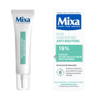 Mixa Pâte Concentrée Anti-Boutons, Pâte Anti-Boutons Ciblée avec Niacinamide et Acide Salicylique - Action rapide et ciblée sur tous les types de boutons, convient aux peaux sensibles, 15ml