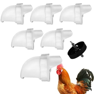 Lot de 5 distributeurs de Nourriture pour Poulets à Faire soi-même, système de gravité résistant à la Pluie avec butoir pour seaux, fûts et auges – Pas de déchets