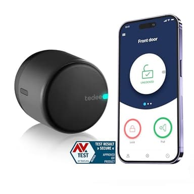 tedee Lock GO | Serrure intelligente | facile à installer sans remplacement du cylindre | Contrôle via Bluetooth et à distance via l'application | iPhone & Android | Smart Home | Noir