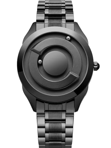 EUTOUR Montre Homme, Montres à Vis Automatique Analogique Design Original pour Hommes et Femmes, Montres-Bracelets en Acier Inoxydable - Noir, Noire, Bracelet