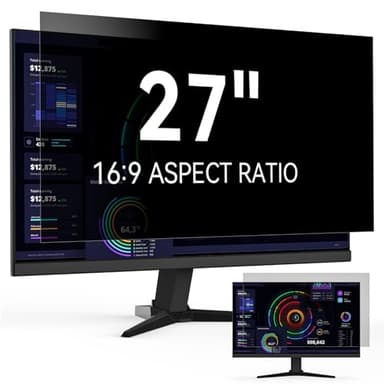Protescreen 27 Pouces Filtre de Confidentialité,Amovible Film Protecteur d'écran,Anti-Lumière Bleu Anti Espion Revêtement Anti-Reflet Film pour PC&Moniteur 27" 16:9 Widescreen Computer