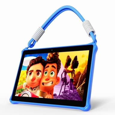 PRITOM Tablette enfant Android 13 de 10 pouces, 64 Go, extensible à 512 Go, double caméra, tablette pour tout-petits à partir de 3 ans (bleu)