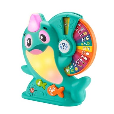 Fisher-Price Jouet Linkimals Solal Le Narval - Jeu Interactif pour Bébé 18 Mois et Plus - Jouet Educatif Musical et Lumineux pour Apprendre Les Chiffres et Les Lettres - Version Française, HRC56