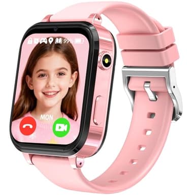 clleylise Montre Connectée Enfant, 4G IP68 Étanche Montre Telephone Enfant avec GPS, SOS, Appels, Appels Vidéo, Chat Vocal, Mode Classe, Lampe de Poche, Réveil, Cadeau pour Filles Garçons