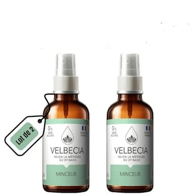 Velbecia® - Elixirs floraux Minceur - Perte de poids 30 ml +1 OFFERT - SANS ALCOOL - Selon la méthode originale du Dr Bach - Pour éviter le grignotage, rester motivée, pour éviter la tentation