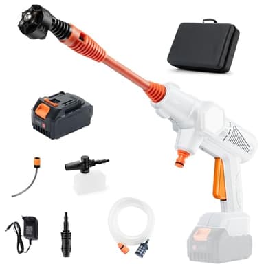 iOCHOW 21V Nettoyeur Haute Pression Portable: 870PSI Laveur Haute Pression sans Fil 60 Bar avec Batterie 4.0Ah et Chargeur, Adapté au Nettoyage des Balcons, Terrasses et Voitures, Version 2025
