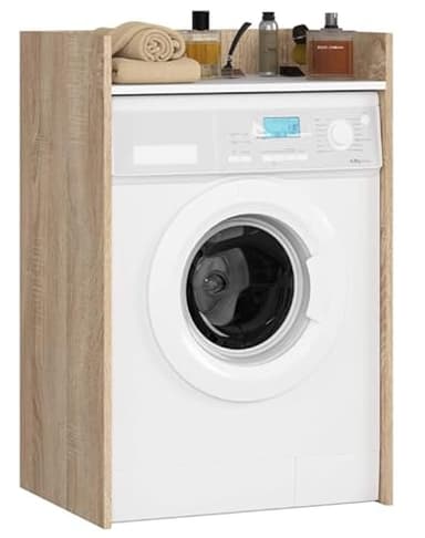 BDW Armoire de machine à laver 97,5 x 64 x 50 cm, pour machine à laver et sèche-linge, meuble de salle de bain, meuble de salle de bain, meuble de salle de bain, armoire de salle de bain (chêne