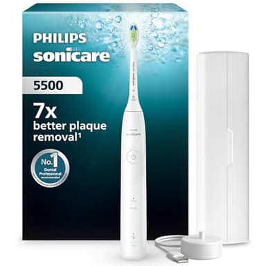 Philips Sonicare 5500 - Brosse à dents électrique sonique avec 2 modes, Alerte de pression, EasyStart, SmarTimer et BrushPacer, Blanc, modèle HX7110/02 [Nouvelle technologie]