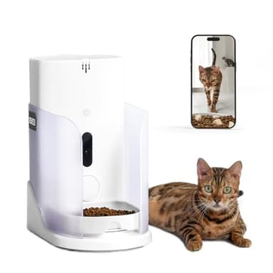 Catlink mangeoire Automatique pour Chat avec caméra, Reconnaissance faciale Exclusive du Chat, Vision Nocturne, 3,5 litres, Grand Angle de 161,6°, Son bidirectionnel, Bol en céramique