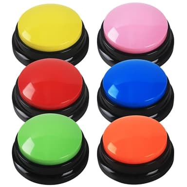 6 pièces Buzzer Enregistrable,Bouton Enregistreur avec Enregistrement de 30 Secondes Buzzer Sonore,Bouton Chien et Chats Communication pour L'entraînement et Les Jeux d'animaux de Compagnie (6)