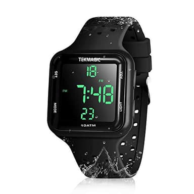 BANGLIN Montre Résistant l'eau 10 ATM 100m Montre de Sport sous Marine avec Fonctions de Réveil, Chronomètre, Double Fuseau Horaire, Calendrier, Format 12/24 Heures Sélectionnable